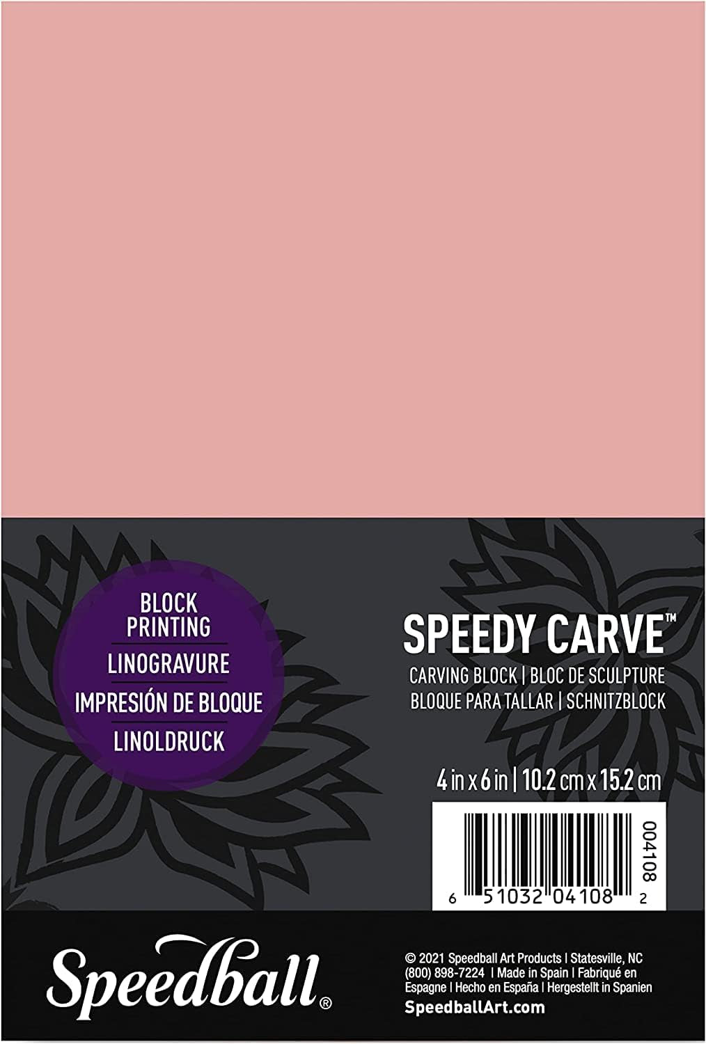 Speedy-Carve Block Printing Carving Block, Rectangle, Pink, 4 X 6 Inches (6-Pack), Linoleum for Printmaking