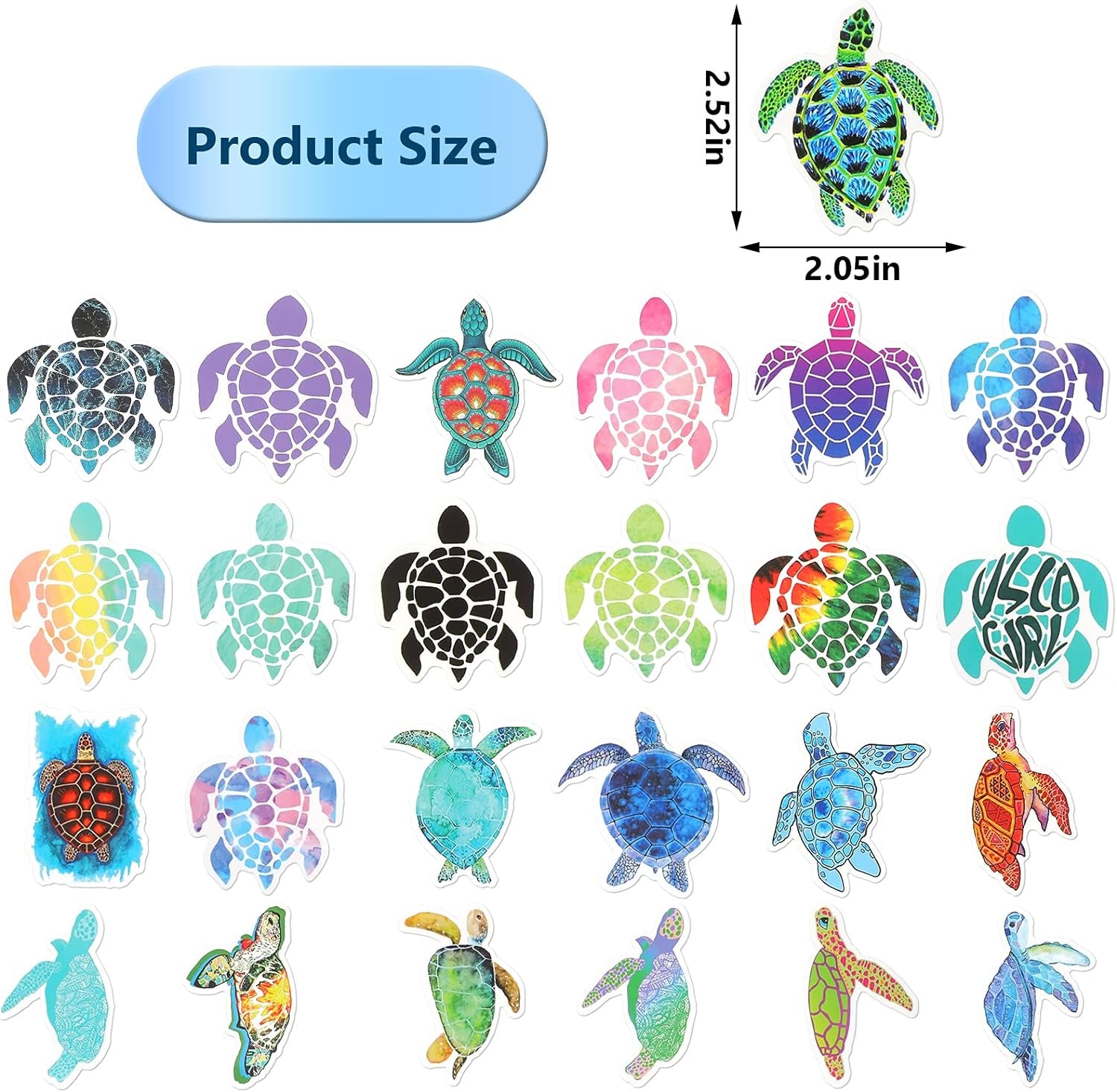 100 Pieces Summer Colorful Sea Turtle Stickers Sea Turtle Waterproof Vinyl Stickers Decal Ornament Sticker for DIY Laptop, Motorcycle, Bicycle, Luggage, Phone, Water Bottle, Skateboard