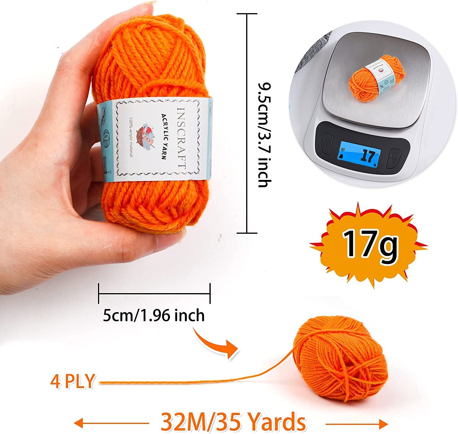 62 Acrylic Yarn Skeins, 2170 Yards Yarn for Knitting and Crochet, Includes 2 Crochet Hooks,2 Weaving Needles,10 Stitch Markers, Perfect Beginner Kit for for Adults Kids