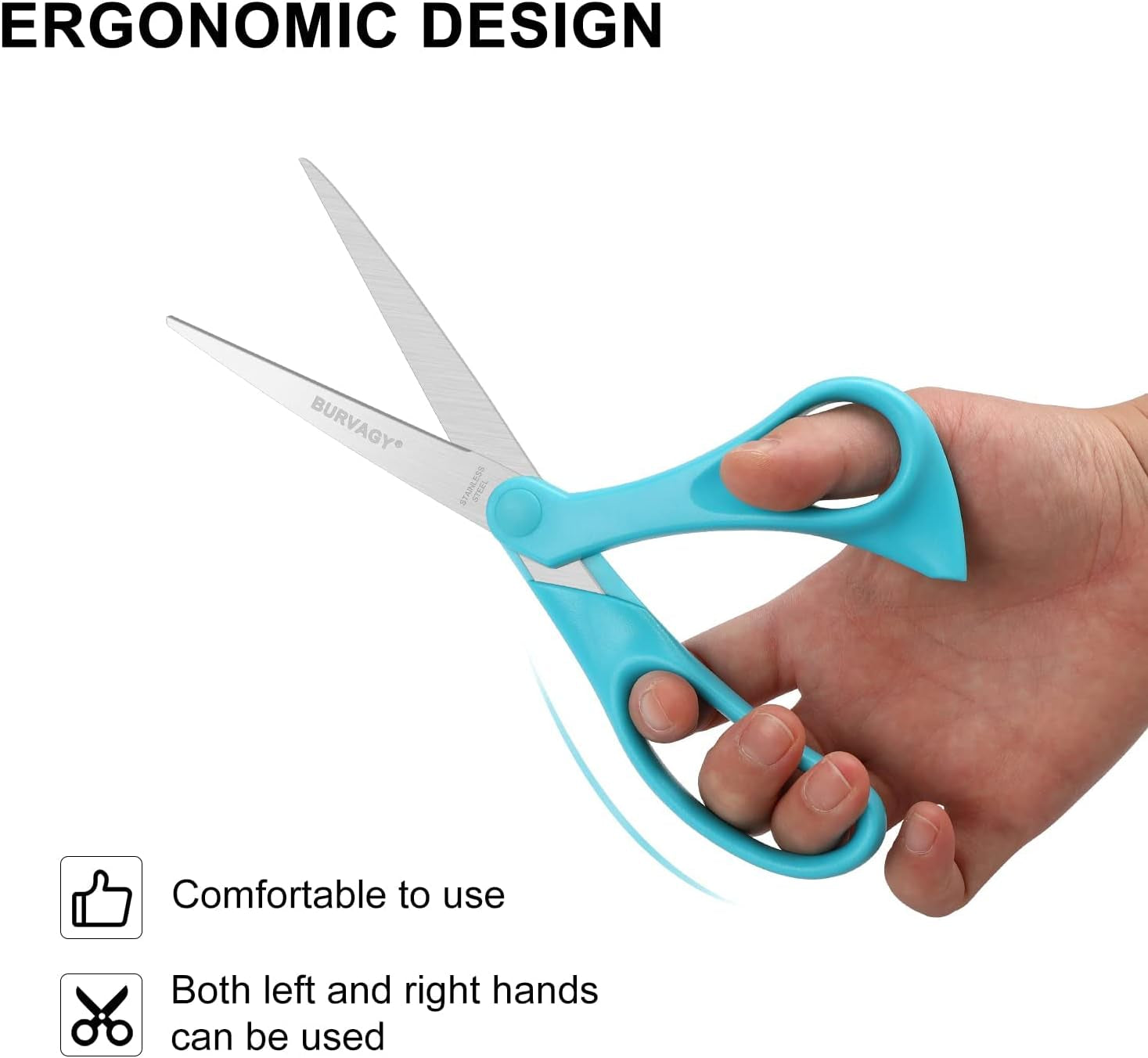 Scissors,  8" Multipurpose Heavy Duty Scissors, 12-Pack Ultra Sharp Scissors All Purpose Comfort-Grip Scissors for School Office Home Sewing Fabric Craft Supplies, Right/Left Handed.
