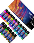 Iridescent Acrylic Paint Set of 16 Chameleon Colors 60Ml 2 OZ Bottles, High Viscosity Shimmer Paint for Artists, Beginners on Rocks, Crafts, Canvas, Wood, Fabric, Ceramic
