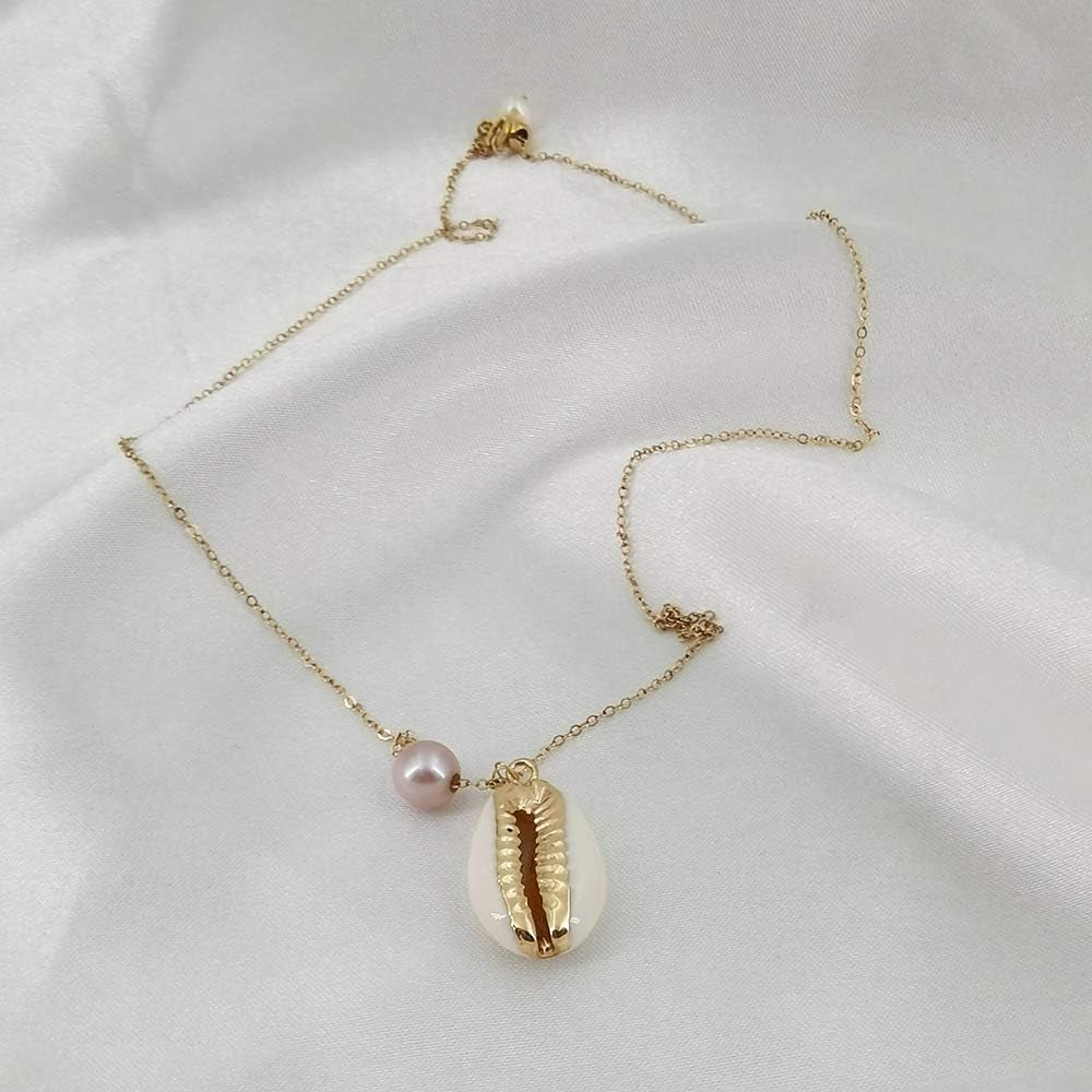 12PCS Golden Natural Shell Pendants Sea Shell Connectors Beach Seashells Cowrie Shell Charms for Jewelry Making