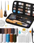 Upholstery Repair Kit, 48Pcs Leather Sewing Kit with Upholstery Thread, Sewing Awl, Seam Ripper, Needles, Thimble Leather Stitching Kit for Carseat Carpet Shoes Backpack Repair DIY Crafting