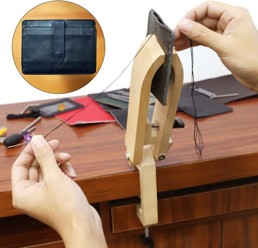 Stitch Pony, Beech Wood Foldable Leather-Pony Table Desktop Stitching Pony Horse Clamp,Leather Sewing Pony Horse Clamp for DIY Hand Stitching Leather Clamping