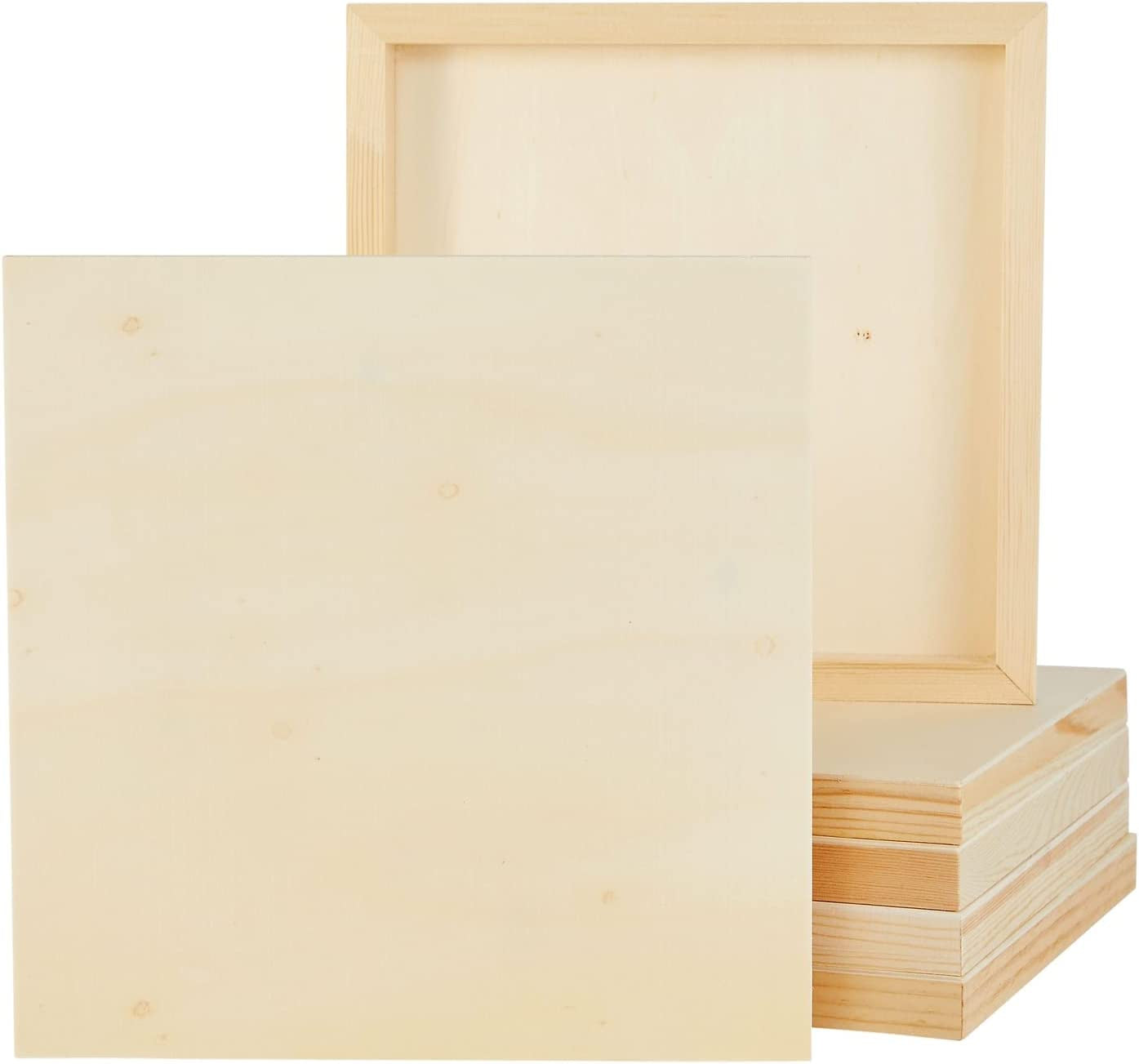 6 Pack 10X10 Wood Panels for Painting, Unfinished Wood Canvas Boards, 0.83" Deep Cradle Artist Wall Canvases for Crafts