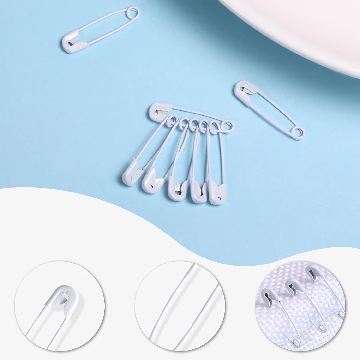 120Pcs Safety Pins, 19Mm Mini Safety Pins for Clothes Metal Safety Pin for Clothing Sewing Handicrafts Jewelry Making (White)