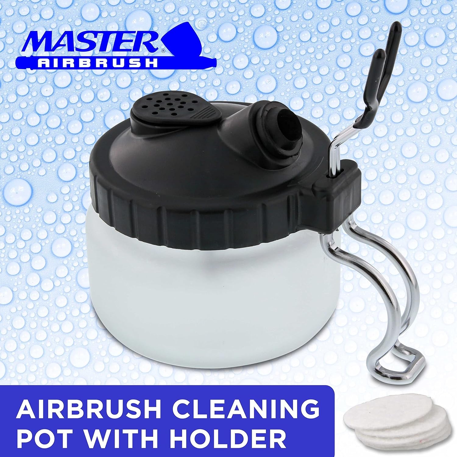 Deluxe Airbrush 3 in 1 Cleaning Pot with Holder; Cleans Airbrush, Holds Airbrush, Color Palette Lid, Filters