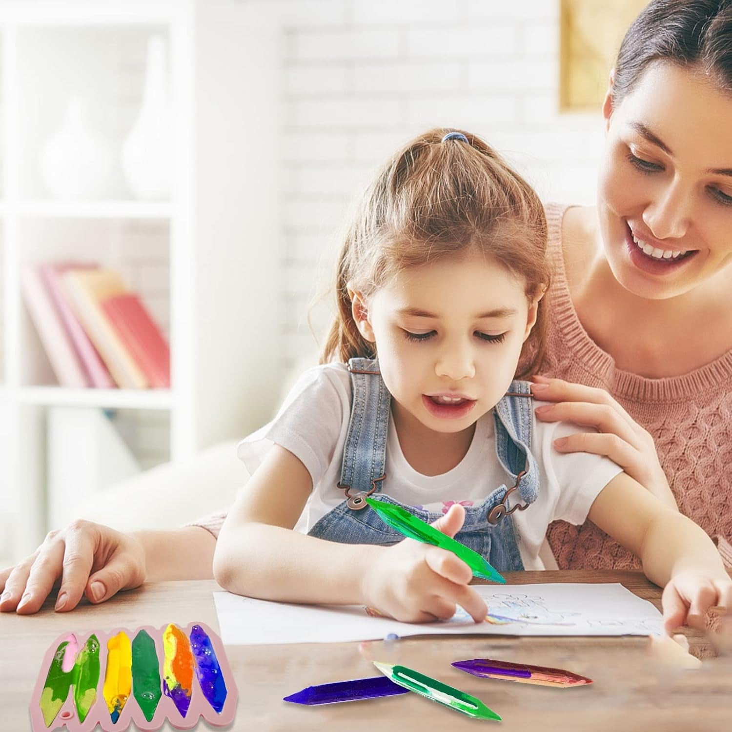 2 Pcs Crayon Mold Crayon Recycling Mold Cavity Double Tipped 3D Melted Crayon Molds Pure Silicone Oven DIY Crayon Shaped Mold Reusable Triangular Crayon Molds for DIY Making