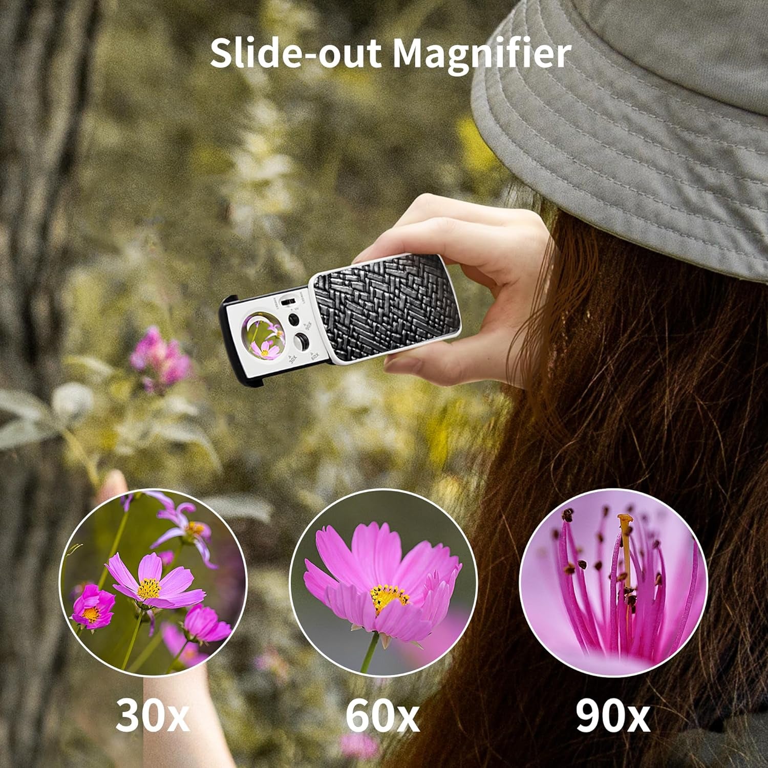 3 Pack Jewelers Loupe, 30X 60X 90X Illuminated Jewelers Eye Magnifier and Magnifying Glass Loop with UV Black Light and Bright LED Light for Gems, Jewelry, Diamond, Coins, Stamps