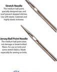 Stretch and Jersey/Ball Point Sewing Machine Needle Combo Pack (10 Needles Total and 1  ABC Pocket Guide)