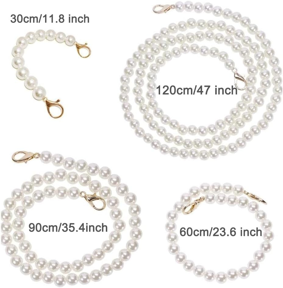4PCS DIY Imitation Pearl Beads Short Long Handle Shoulder Cross Body Bag Handbag Chains Accessories with Metal Buckles