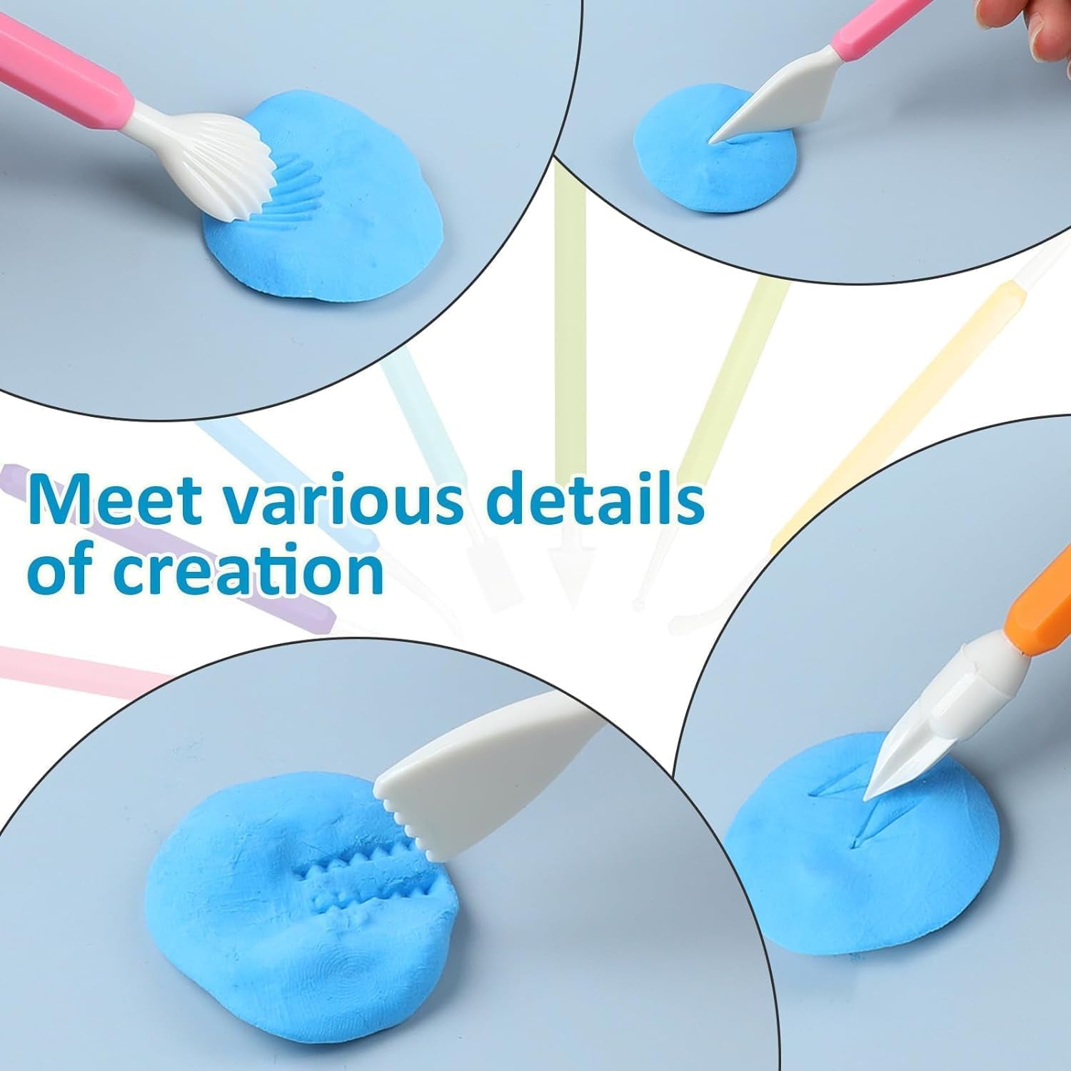 9PCS Clay Sculpting Tools Kit - Easy to Use Double-Ended Polymer &amp; Pottery Carving Set with Comfortable Grip Tools for Clay Sculpey &amp; Modeling Clay Ideal for Kids and Adults