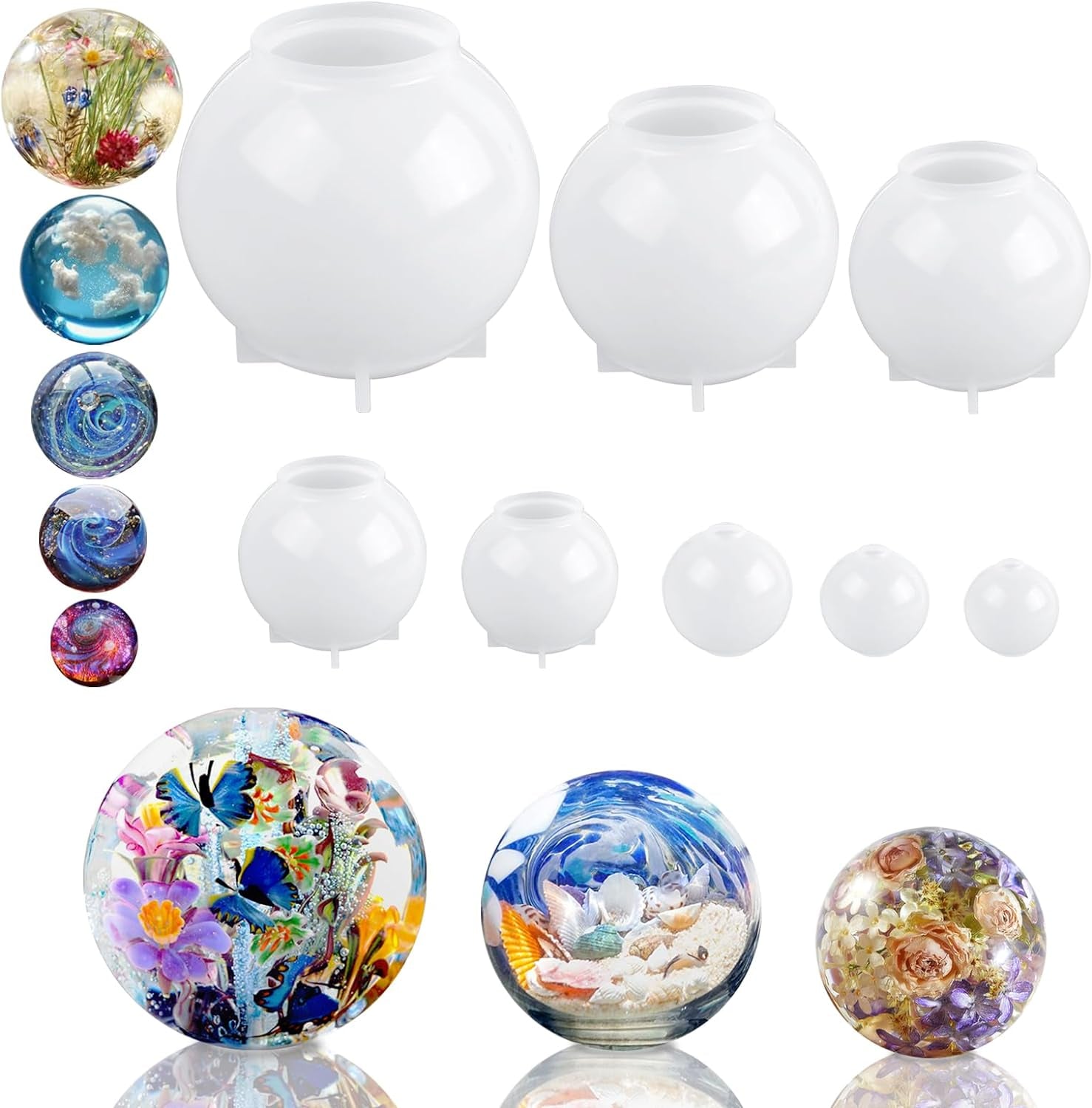 Resin Molds Kit 12PCS, Epoxy Resin Silicone Molds, Resin Mold Including Cube, Pen Container, Pyramid, Ashtray, Tray, Love, Round, Square, Ball, Flowerpot, Cuboid, Crystal