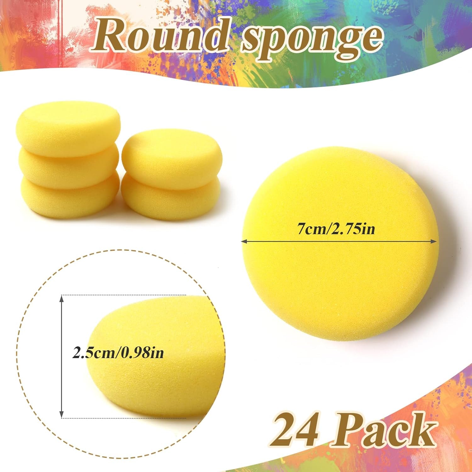 24 Pack round Painting Sponge Synthetic Artist Sponges Ceramic Sponges for Painting, Crafts, Ceramics, Household Use and More, 2.8 Inch