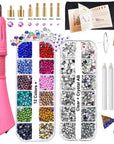 Hotfix Applicator, DIY Hot Fix Rhinestone Setter, Hot Fixed Wand Kit, 4536 Pcs, AB, Clear, 12 Colors, Gem Picker, Brush, Trays, Bag, Bedazzler Kit with Rhinestones