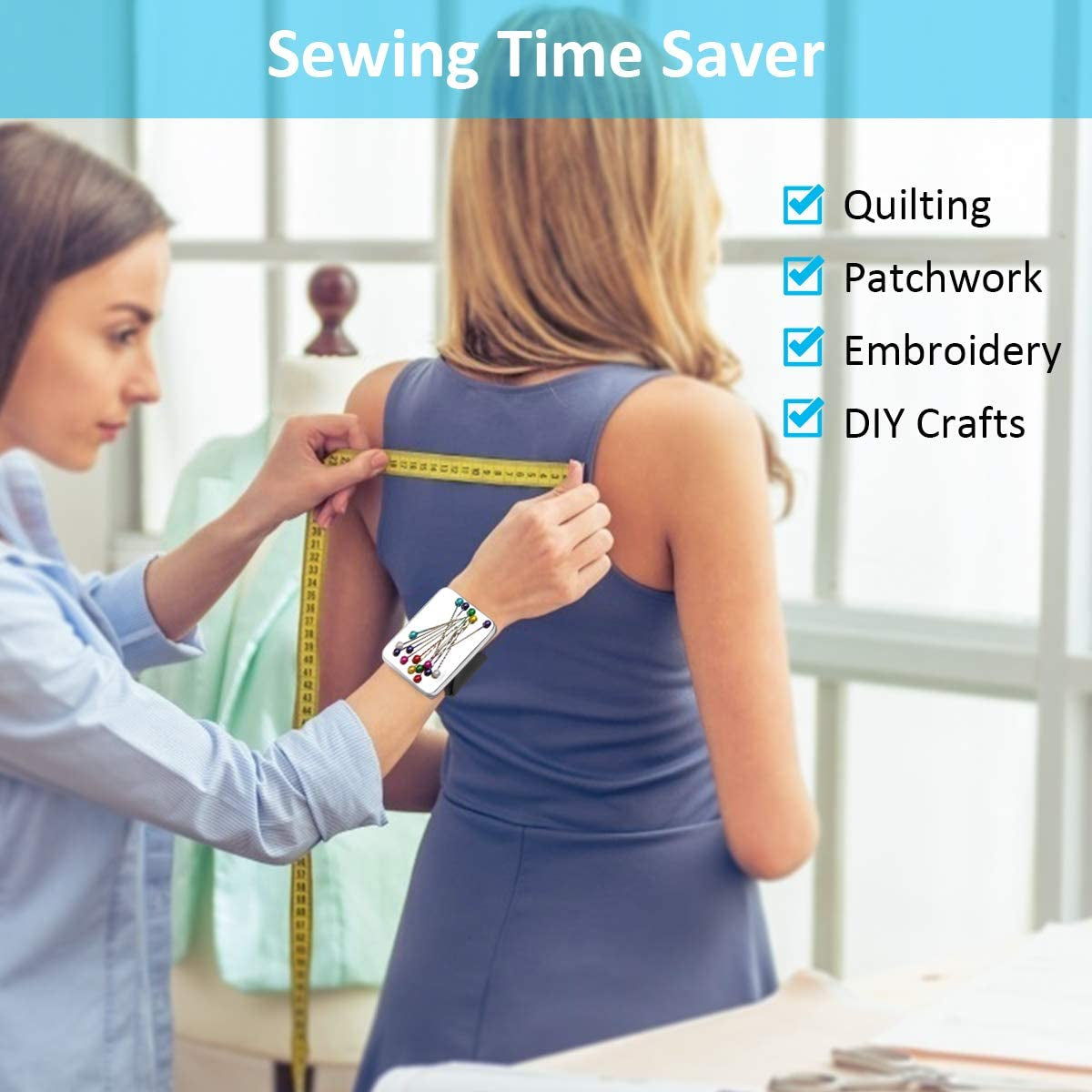 3 PCS Magnetic Pin Holder Wrist Band, Magnetic Wrist Sewing Pincushion with Wristband for Sewing