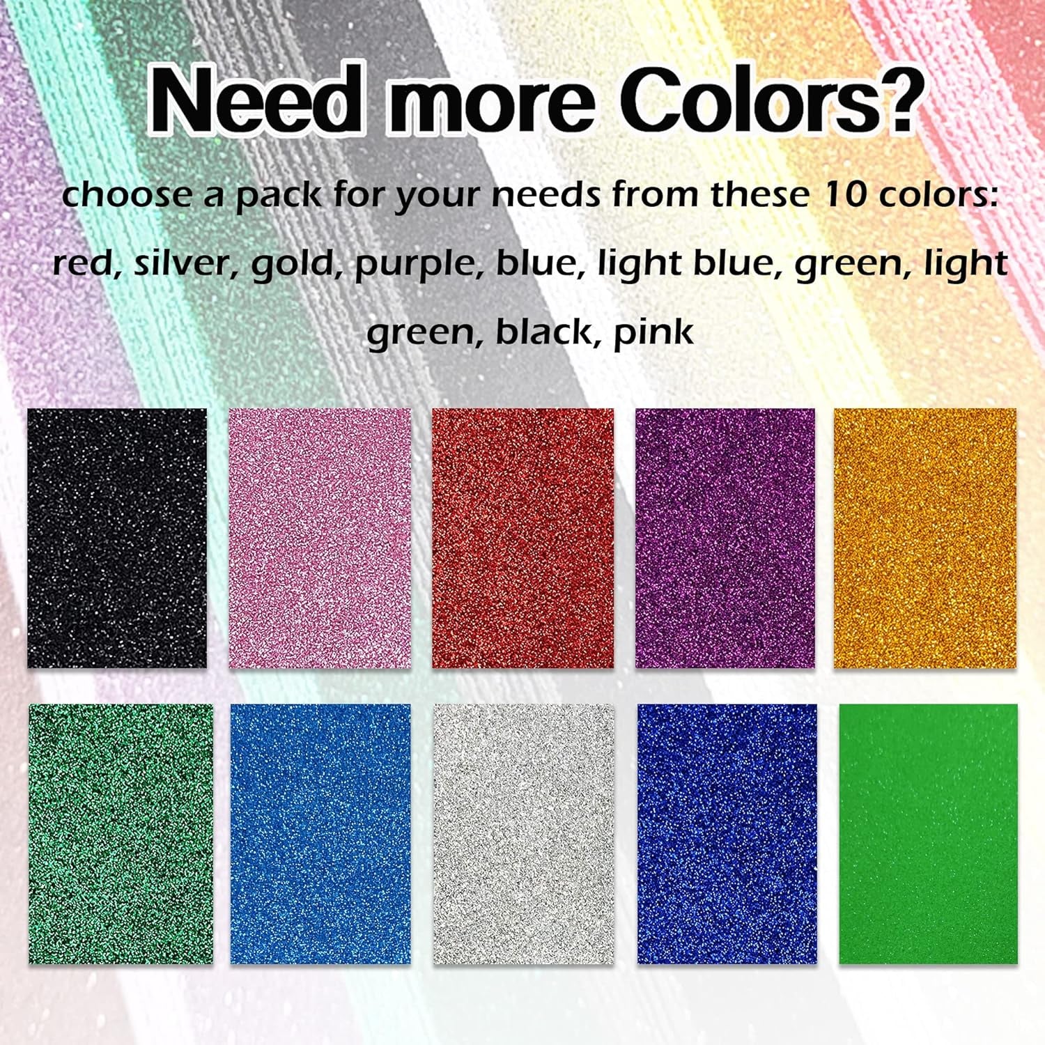 Sticky Glitter Foam Sheets, 20 Packs Thick Self-Adhesive Sparkle EVA Paper Stickers for School Projects, 30 X 20Cm (Multi-Color)