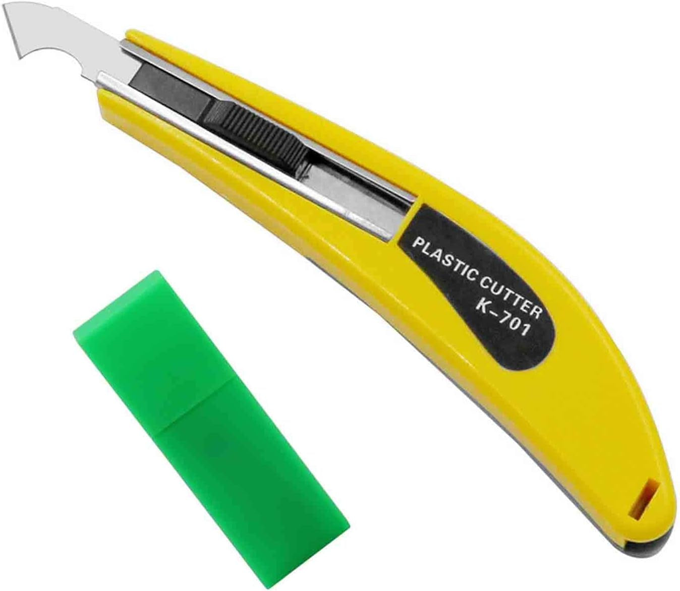 Professional Acrylic Plexiglass Sheet Cutter Scoring Knife Tool,With a Curved Handle,It Is More Convenient to Use.One Handle,11 Blades.(Yellow)
