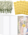 50 Pcs Wedding Invitations Wraps Set Include Pre Folded Vellum Jackets for 5X7 Invitations Natural Dried Pressed Flowers Gold Self Adhesive Envelope Seal Stickers for Craft DIY