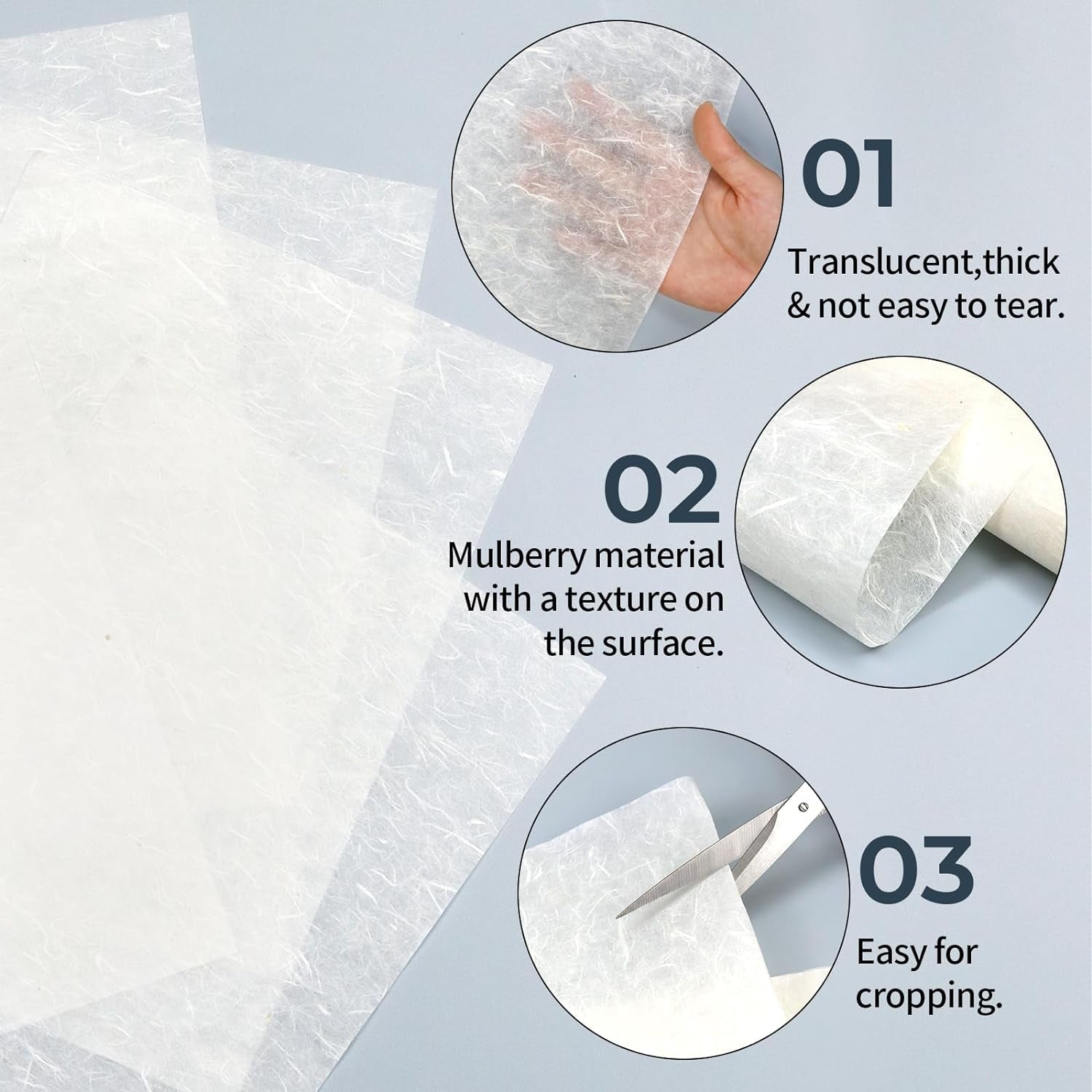 50/100 Sheets  A4 Mulberry Paper Sheets Natural Fiber Rice Paper,8.3X11.7In Natural Decoupage Tissue Paper for Writing Painting, Decorative Paper, Card Making Paper DIY Craft