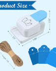 Paper Craft Tag Punch 1.5" 2" 2.5" - with 1 Roll Hemp Rope 32Ft - Tag Shape Lever Action Craft Puncher for Paper Crafting Scrapbooking Cards Arts for DIY Projects