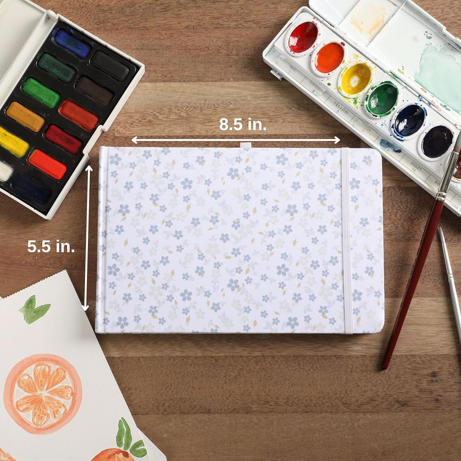 Small Watercolor Sketchbook Journal 8.5In X 5.5In 300 GSM 100% Cotton, Cold Press Watercolor Paper Sketchbook | 26 Sheets 52 Pages | Watercolor Notebook for Painting | Watercolor Journal for Painting