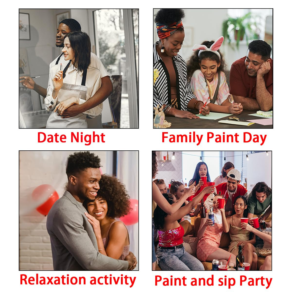 2 Pack Paint and Sip Canvas Painting Kit Pre Drawn Canvas for Painting for Adults Stretched Canvas Couples Games Date Night Summer Beach Vows Anniversary Gifts Paint Party Supplies Favor 8X10