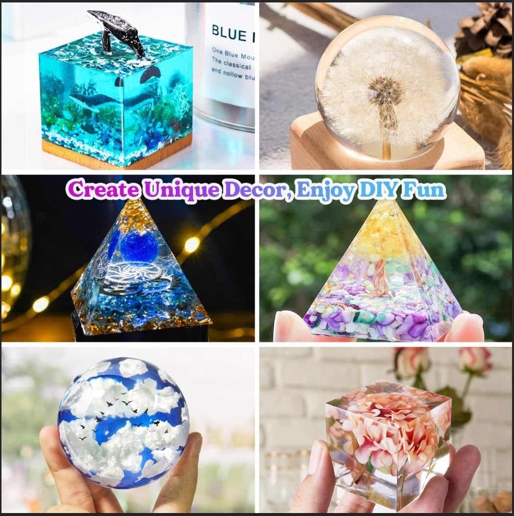 Large Resin Molds,Resin Flower Preservation Molds with Hexagon Square Large Epoxy Molds,Cube Sphere Pyramid Regular Silicone Molds for Resin,Wedding Bouquet Keepsakes,Bookend,Home Décor