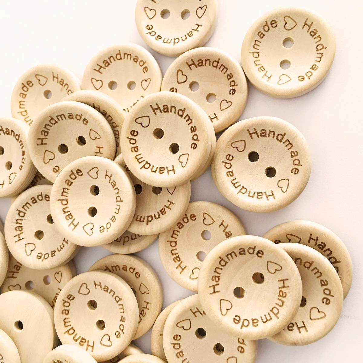 100 Pcs Wooden Handmade Buttons, Crafts Assorted Buttons Wooden Sewing Buttons, for Sewing Clothing Accessories, DIY Crafting Projects Decorations 20Mm