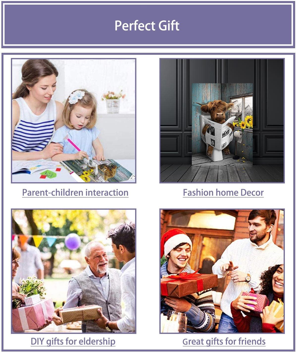 2 Pack Cow Diamond Painting Kits for Adults Cow Diamond Art Full Drill 5D DIY Diamond Painting Kits for Kids Home Wall Decor (Cow 11.8X15.7Inch) …