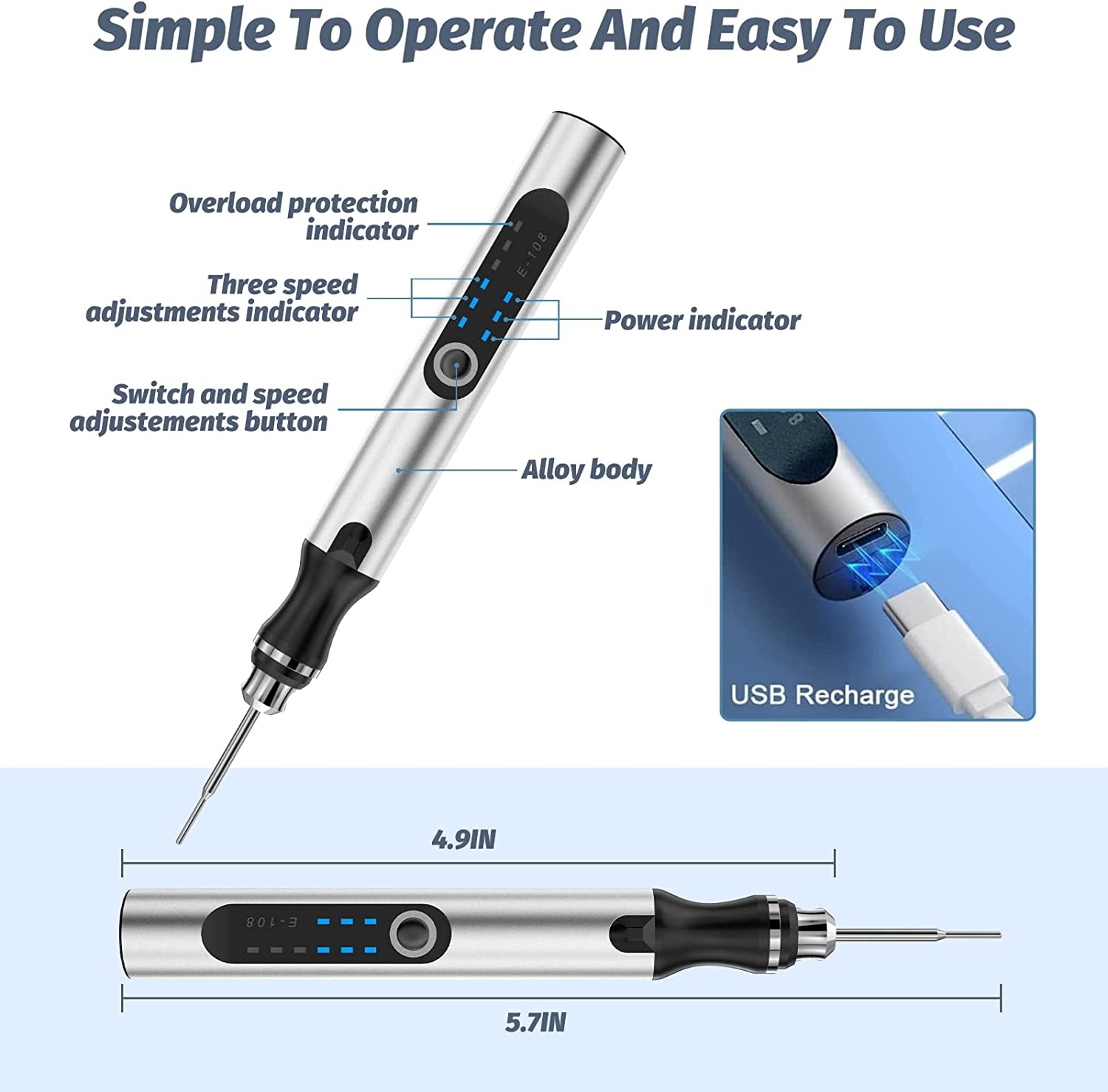 Engraving Pen with 34Bits, Portable Engraving Pen Electric Cordless Rotary Tools, Professional Engraver Tool for Metal to Wooden, Glass, Jewlry