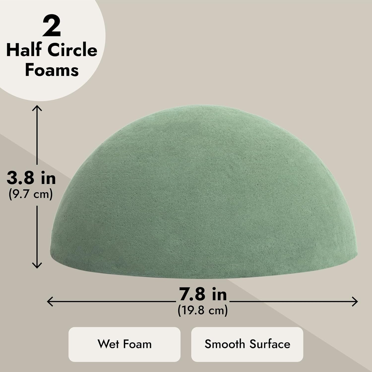 round Floral Foam Half Balls for Flowers and DIY Crafts (7.8 In, 2 Pack)