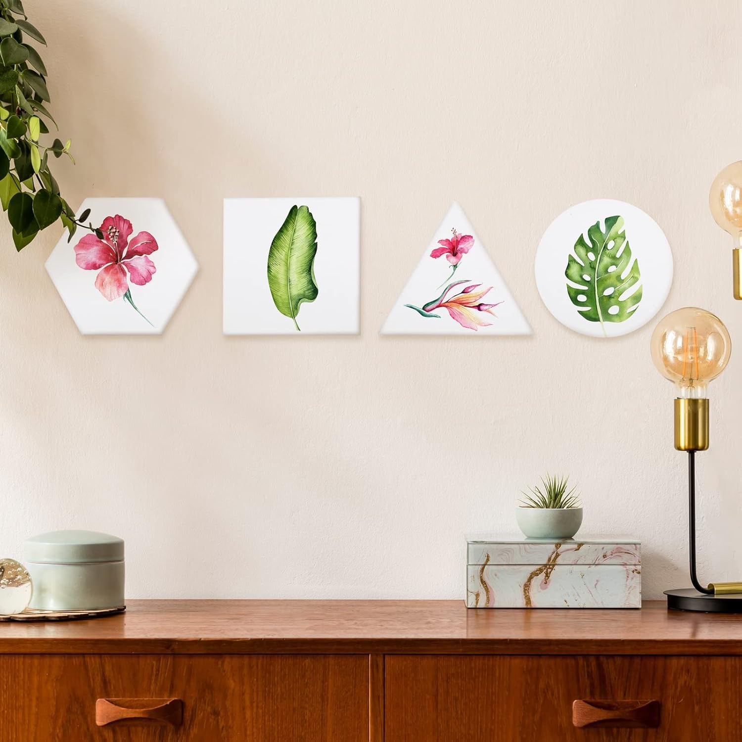 12 Pieces Stretched Canvas Blank Painting Canvas 6 Inch Panel Artist White Canvas Boards Triangle Square Hexagon round Shape Canvas Frame for Acrylic Pouring Oil Painting