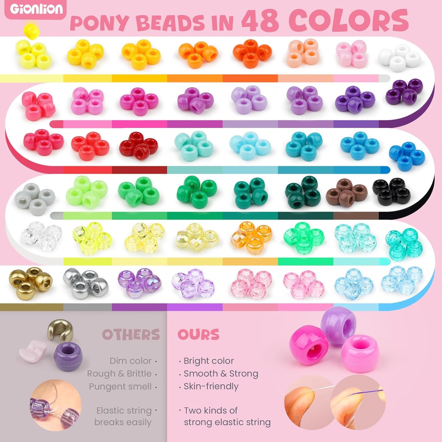 4200Pcs Pony Beads for Bracelet Making Kit, 48 Colors Halloween Bracelet Making Kit, 2500Pcs Rainbow Kandi, 1700Pcs Friendship Letter Beads with 20 Meter Elastic Strings for Jewelry Making