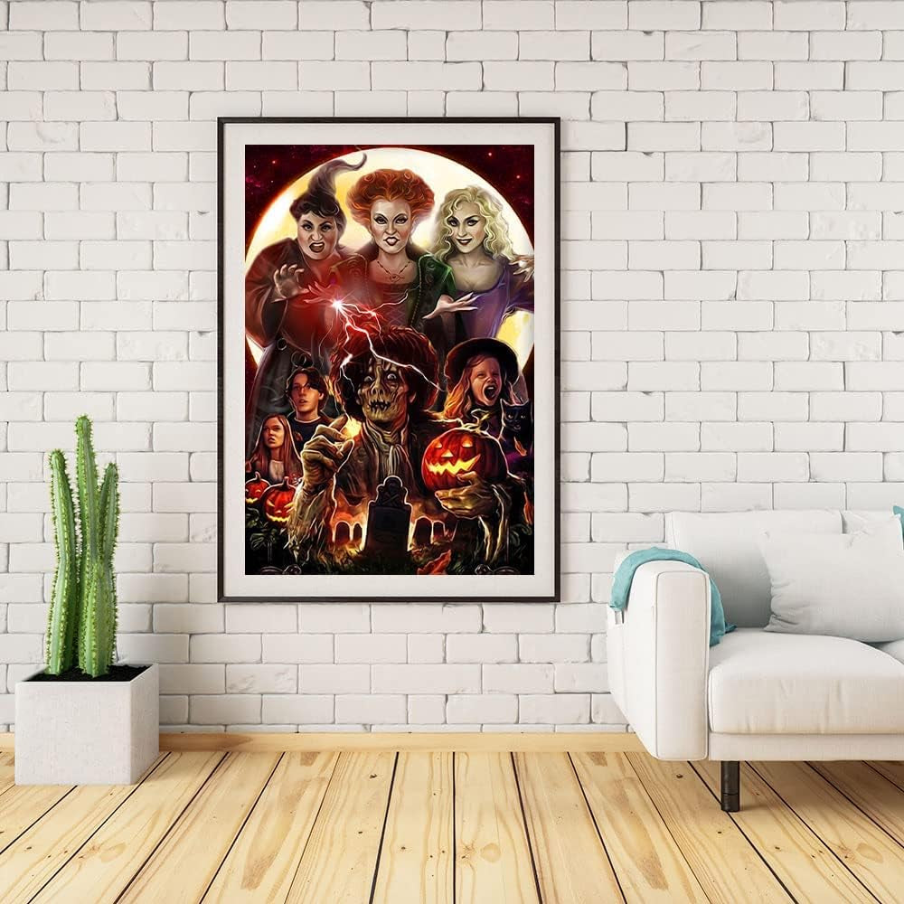 Diamond Painting Kits for Adults,Diamond Art Halloween HD Canvas DIY 5D Full Drill round Crystal Rhinestone Gem Arts Dots Diamonds Craft Paint for New Home Wall Decor - Season of the Witch 12 X 16 In