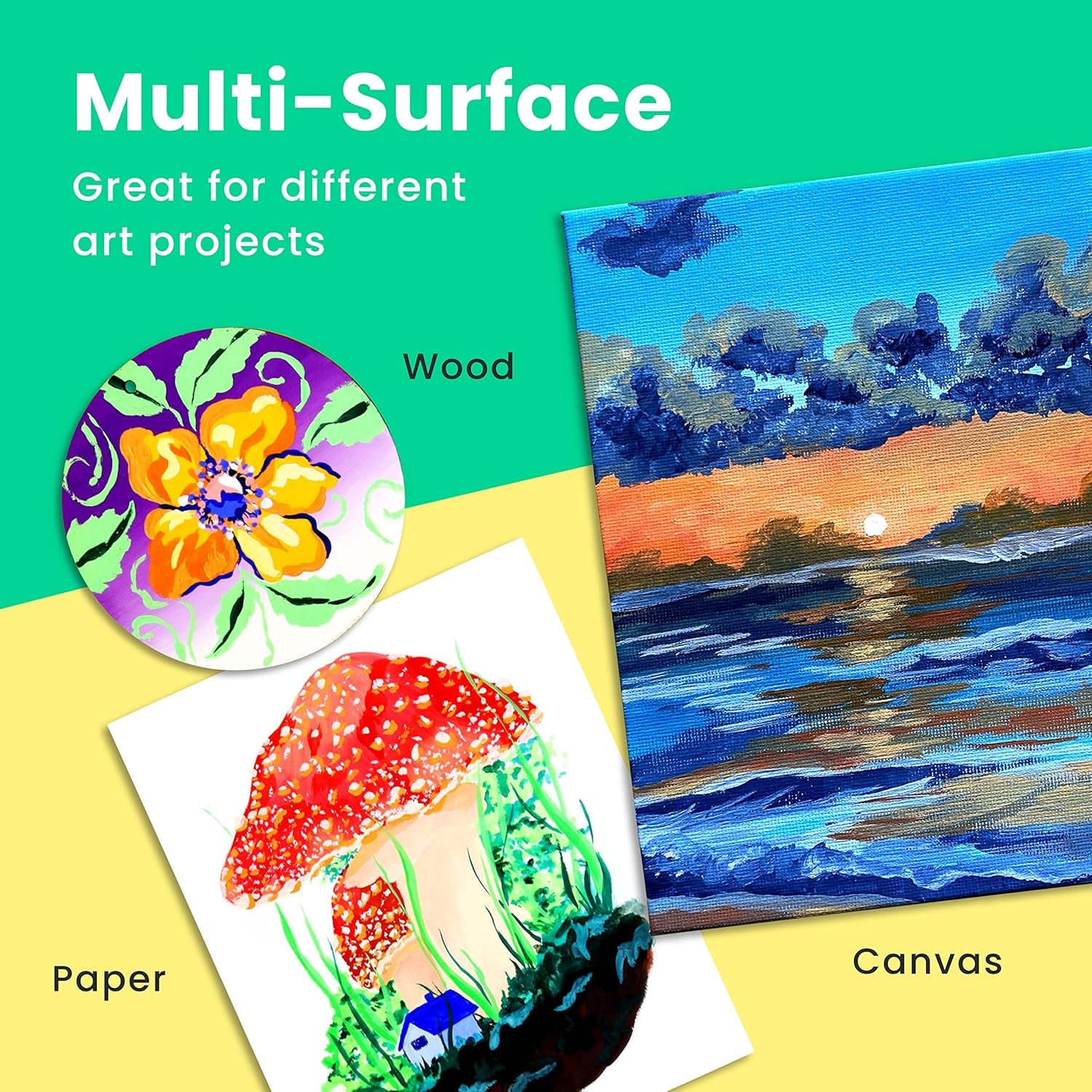 Gouache Paint Sets for Artists, Adults & Kids - 36 Gouche Tubes (0.4Oz, 12Ml), 10 Painting Brushes, Knife, Sponge & Palette - Guache Watercolor Paint in Classic, Pastel & Metallic Colors