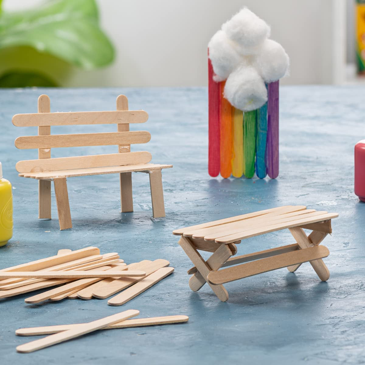 [1000 Count] 4.5 Inch Wooden Multi-Purpose Popsicle Sticks for Crafts, Ice, Ice Cream, Waxing, and Tongue Depressor Wood Sticks