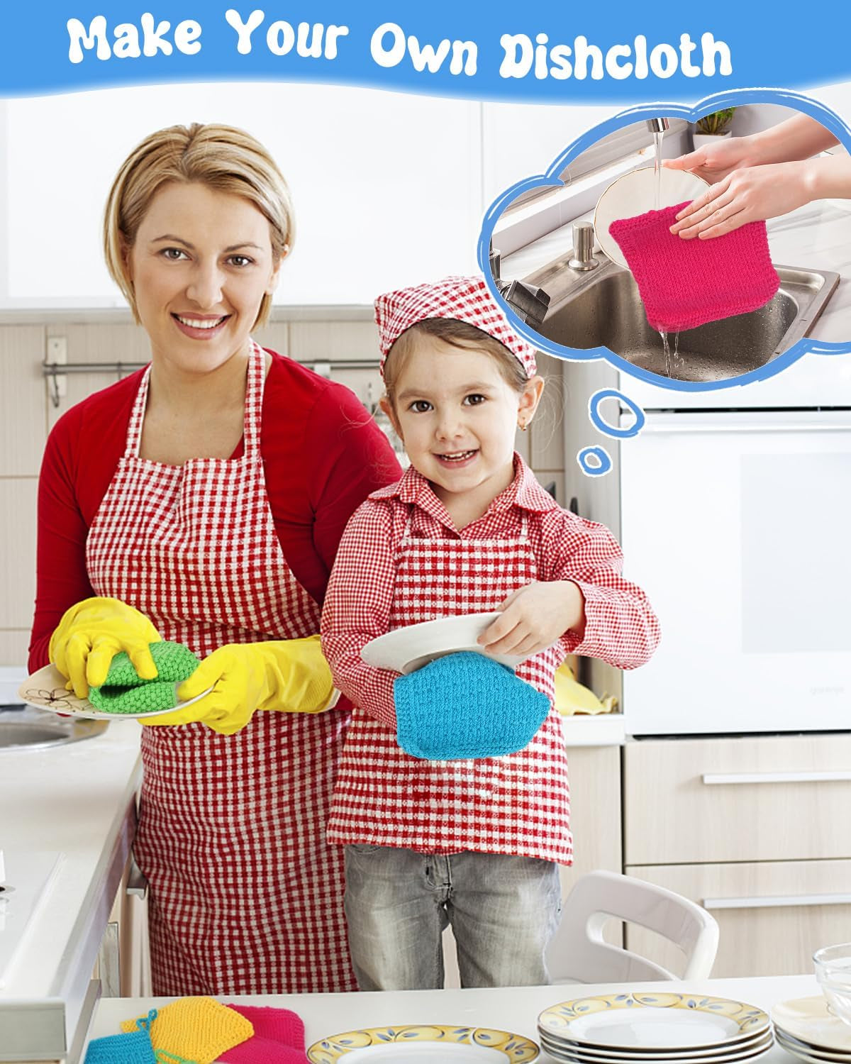 Knitting Kit for Beginners-Learn to Knit Dishcloth-Beginner Knitting Kit for Adults Kids with Knitting Book, Knitting Needles,Beginner Yarn, Yarn Needle, Craft Kits Gift (Beginner to Expert)