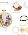 Mini Embroidery Hoop Wooden Mini Crossing Stitch Hoop Mini Ring Embroidery Circle for DIY Pendant Crafts, Round, Oval Vertical, Oval Horizontal (16 Sets)