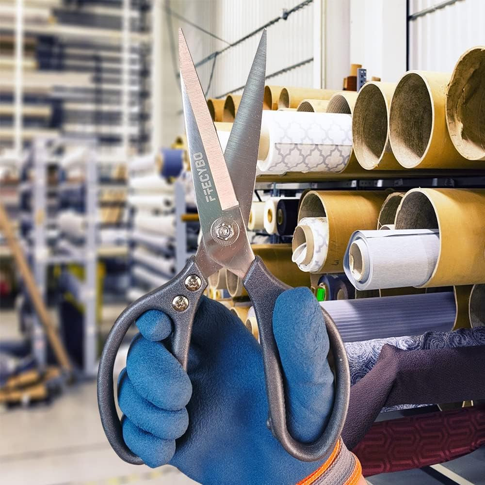 Heavy Duty Scissors 9'', All Purpose, Leather Scissors, Reinforced Stainless Steel Blades with Metal Handles for Home, Office, Easy Cutting Cardboard, Fabric, Carpet, Leather