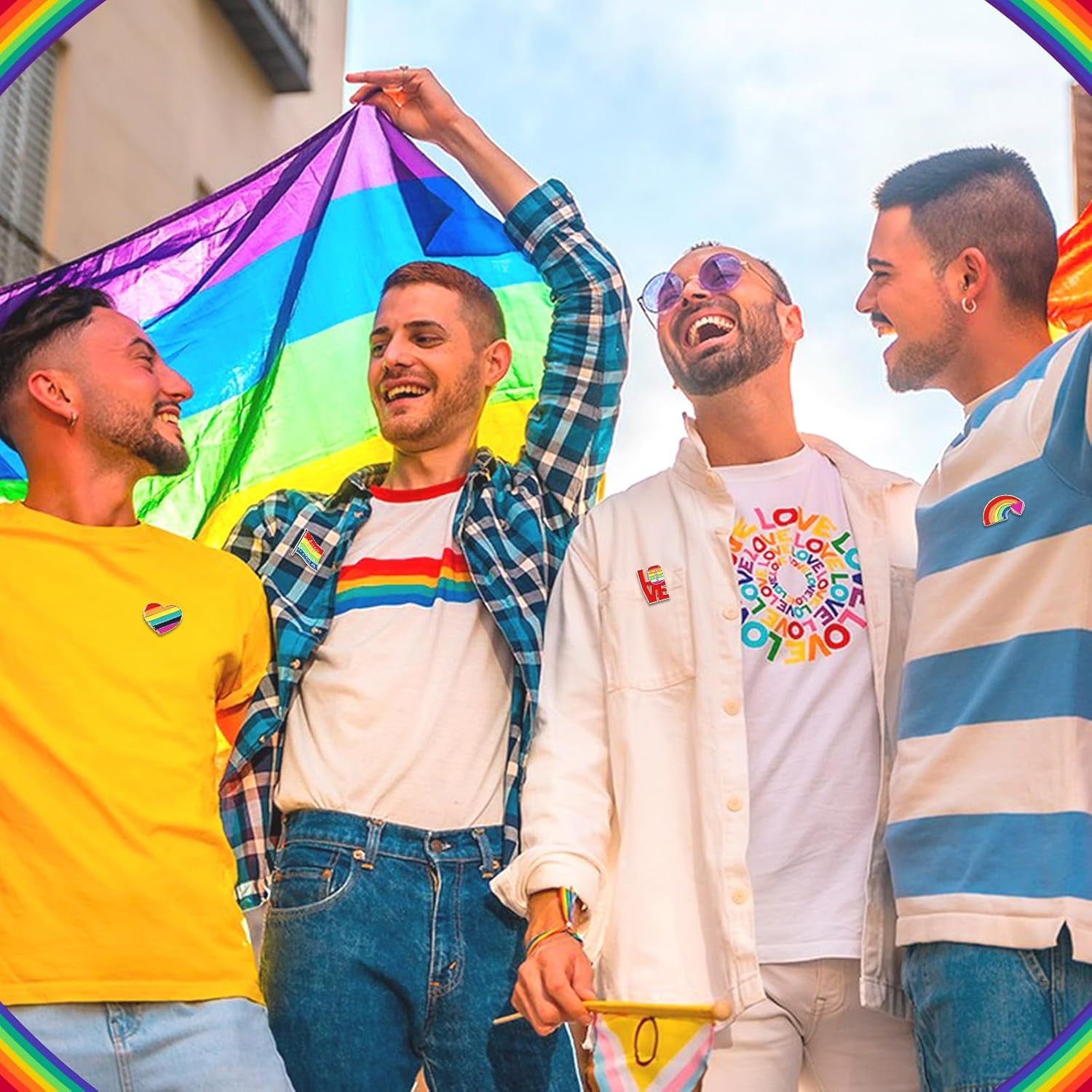 60Pcs Pride Pins, Rainbow Pins Bulk Enamel LGBT Lapel Pins Gay Pride Heart Flag Brooch Pins for Clothes Bags Hats Accessories, 20 Styles