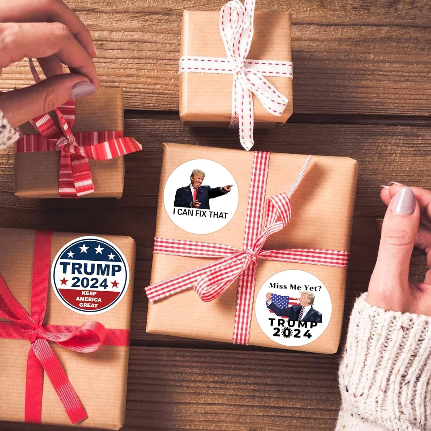 2024 Donald Trump Stickers Roll 500Pcs - Funny Presidential Election USA American Flag Decals - Easy Stick & Removeable for Scarpbook Window Tumblers Water Bottles Teens