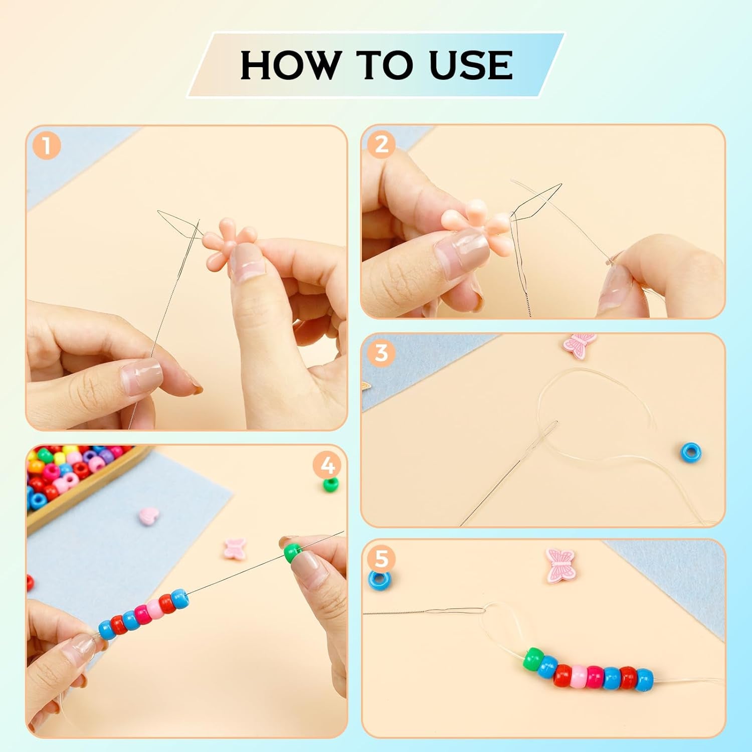 21 Pieces Beading Needles Set, 6 Sizes Seed Beads Needles Big Eye Beading Needles Collapsible Beading Needles Set for Jewelry Making