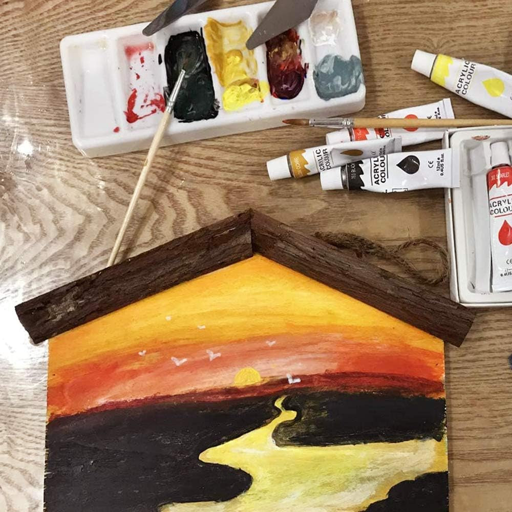 Tabletop Easel Set - Easel for Painting Canvases, Painting Easel Kits for Kids and Adults with Wood Canvas Stand, 12 Colors Acrylic Paints, 2 Brushes, Plastic Palette and Palette Knives