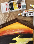 Tabletop Easel Set - Easel for Painting Canvases, Painting Easel Kits for Kids and Adults with Wood Canvas Stand, 12 Colors Acrylic Paints, 2 Brushes, Plastic Palette and Palette Knives