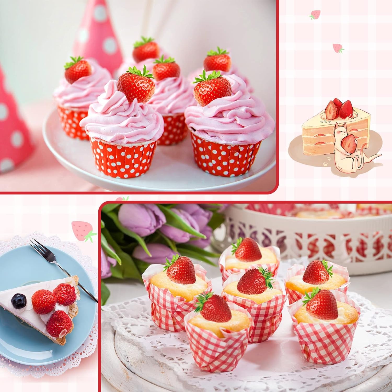 3 Pcs 3D Strawberry and Flowers Silicone Mold Strawberry Baking Mold Fruit Fondant Mold Handmade Candy Jelly Bakeware for Baking Chocolate Pan Cake Kid Cupcake Soap Candle Clay Resin Wax Making