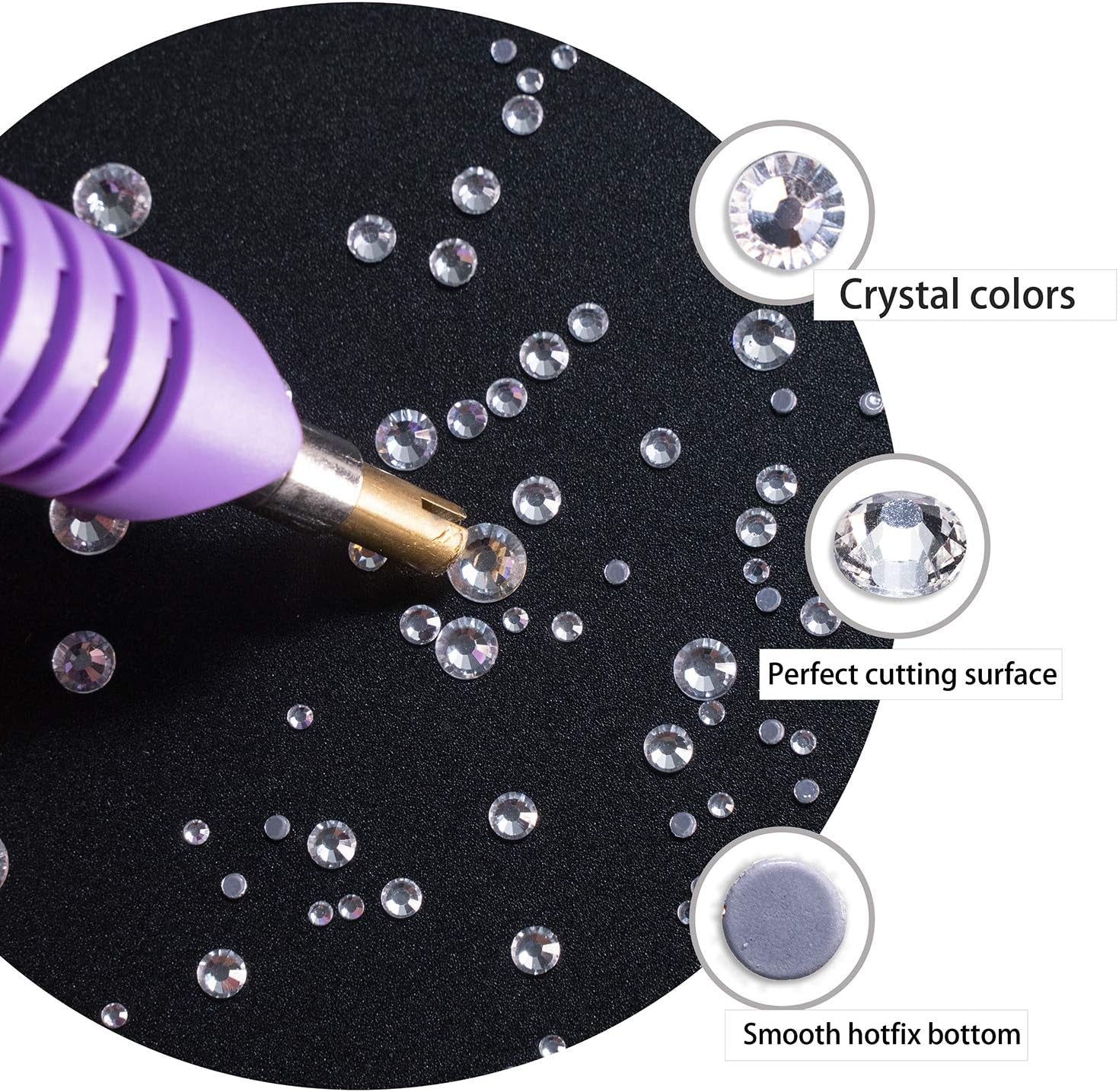 5040Pcs Clear Rhinestones for Crafts, Flatback White Nail Gems, Craft Glass Diamonds Stones with Tweezers and Picking Pen, SS6-SS20 Crystal