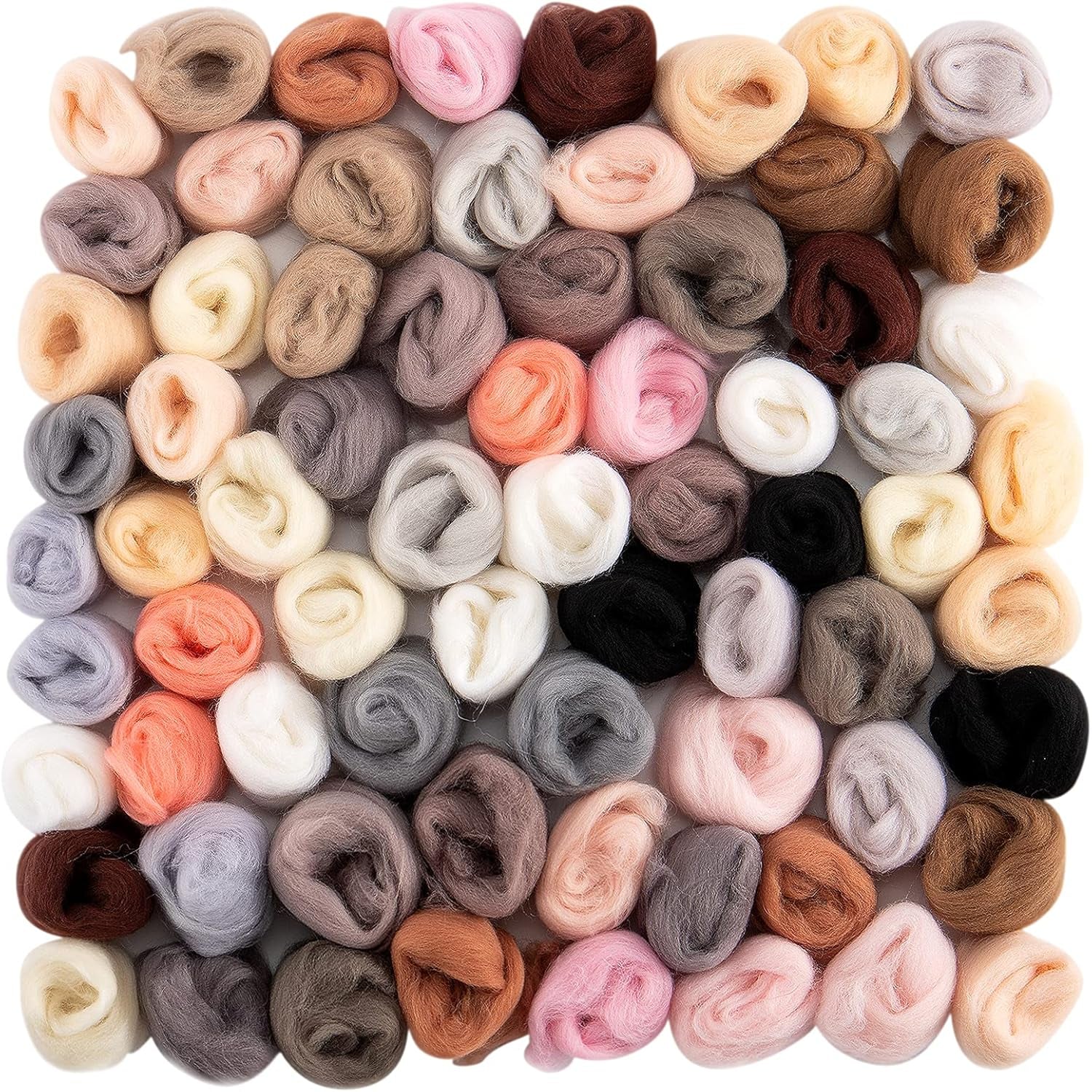 96Pcs 10.4 Oz Needle Felting Wool- 48 Colorful Nature Fibre Wool Yarn Roving Needle Felting Hand Spinning for Wool Felting Yarn Supplies DIY Craft Materials, 3G/Pack