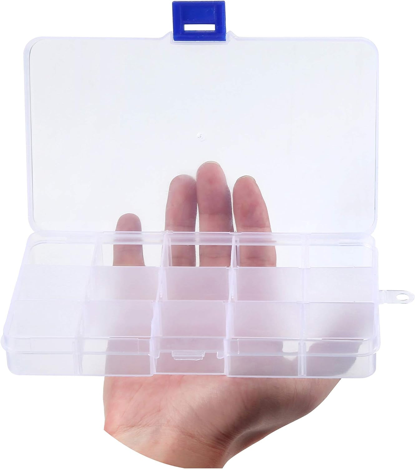 Transparent Plastic Grid Box Storage Organizer for Display Collection with Adjustable Dividers - 15 Clear Grids - 6.9"X4"X0.9"
