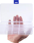 Transparent Plastic Grid Box Storage Organizer for Display Collection with Adjustable Dividers - 15 Clear Grids - 6.9"X4"X0.9"